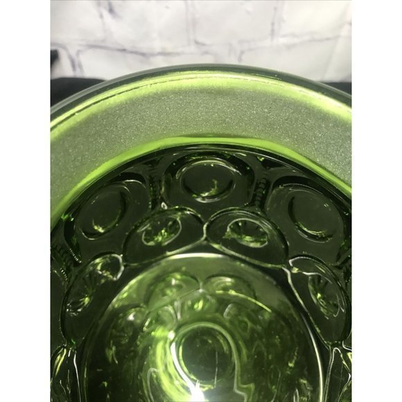 Vtg LE Smith MOON & STARS Green CANISTER / APOTHCARY JAR Glass 5 1/4” No Lid - Picture 6 of 6